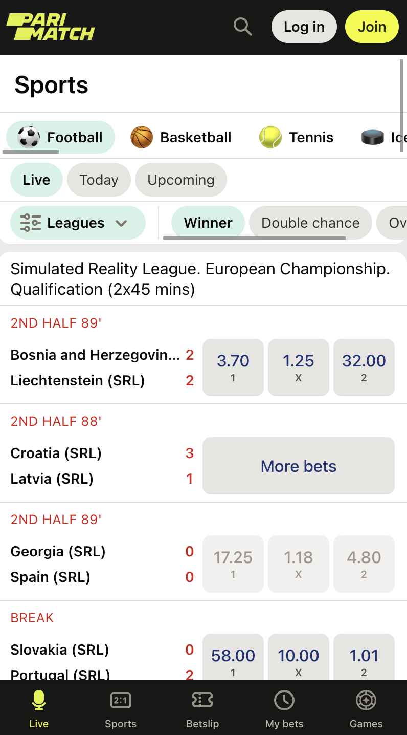 Live Betting & Odds